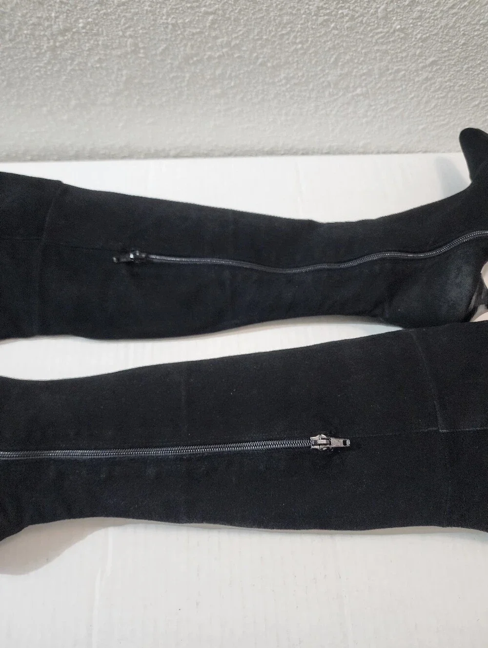 Vintage Bebe Black Suede Knee High Boots Y2K Pointed Toe Stiletto Spain Size 7.5